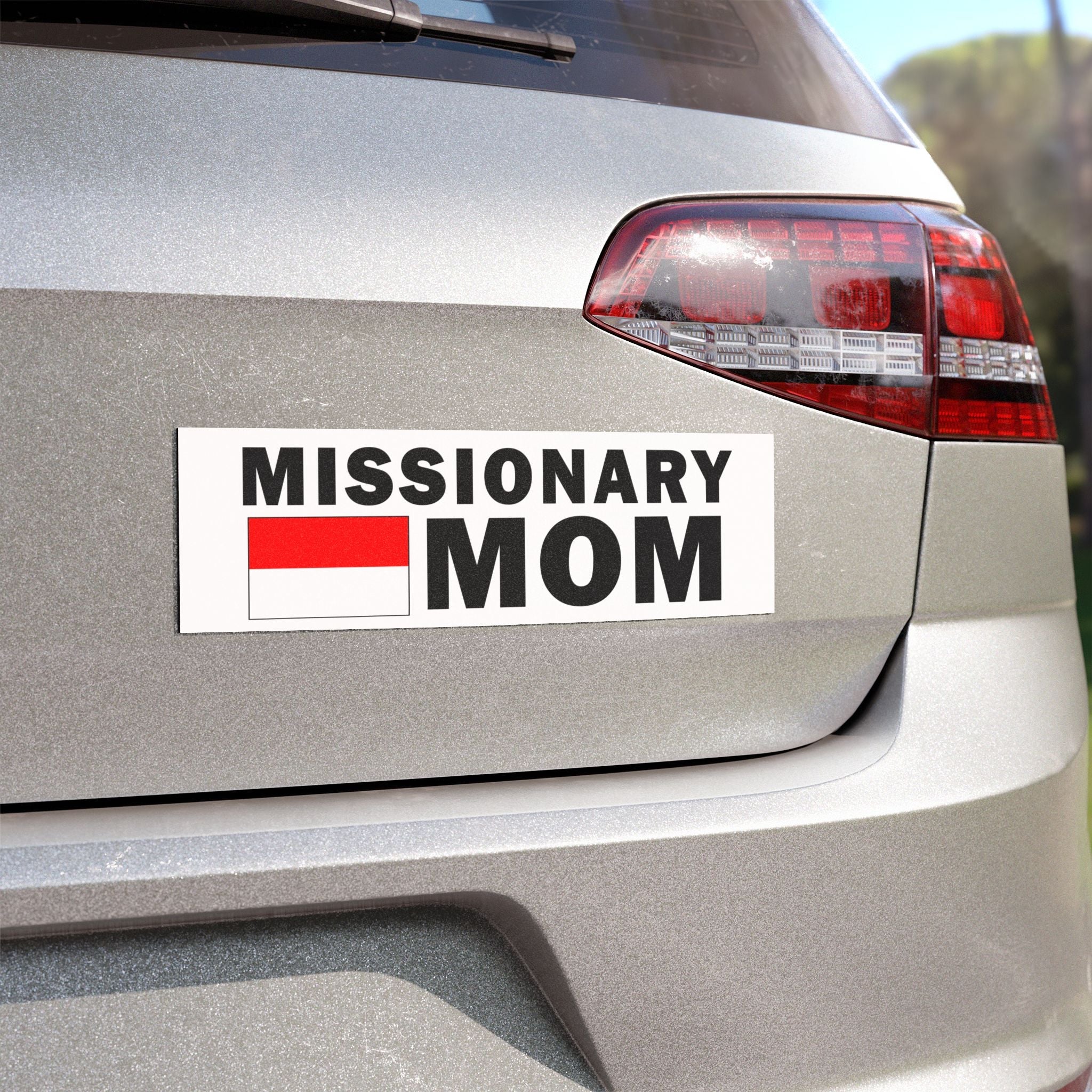 Missionary MOM Flag of Indonesia Magnetic Bumper Sticker - Latter-Day Saint LDS Missionary Gift - Book of Mormon