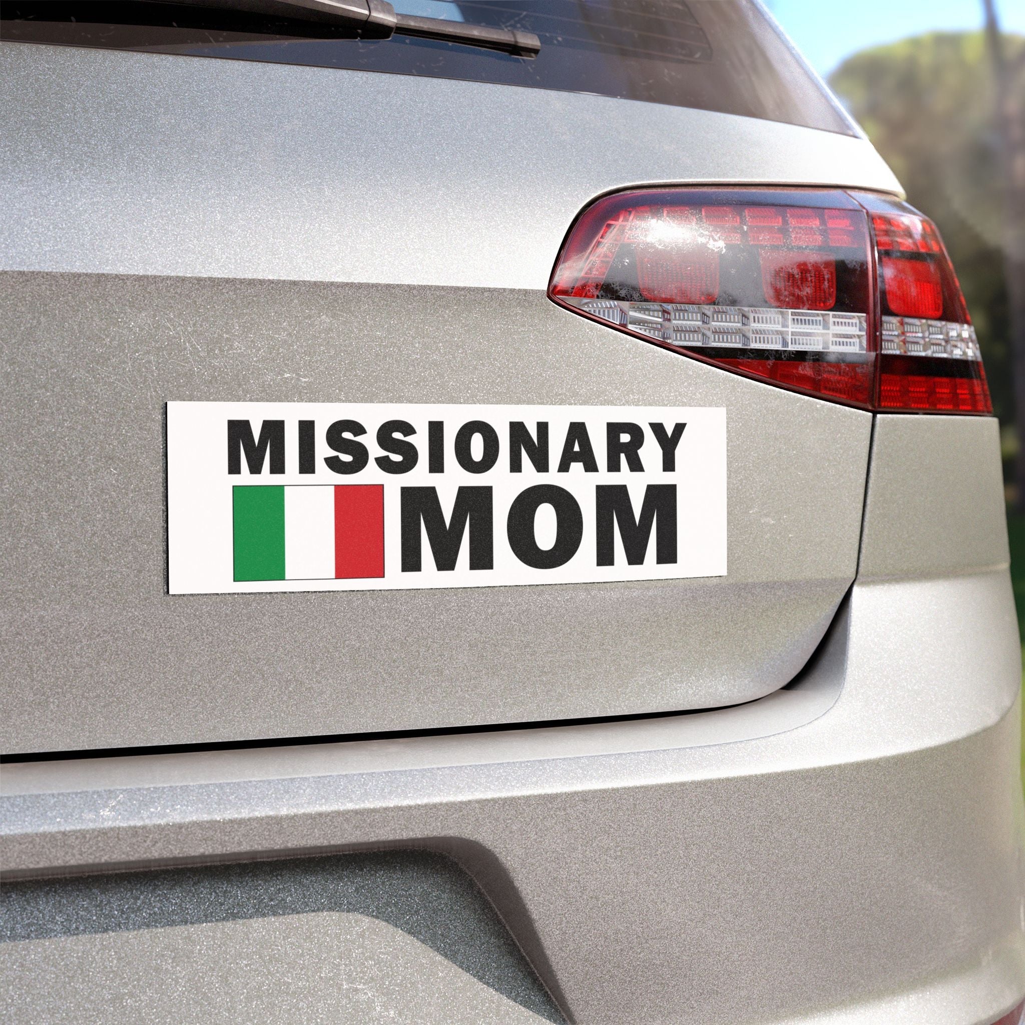 Missionary MOM Flag of Italy Magnetic Bumper Sticker - Latter-Day Saint LDS Missionary Gift - Book of Mormon