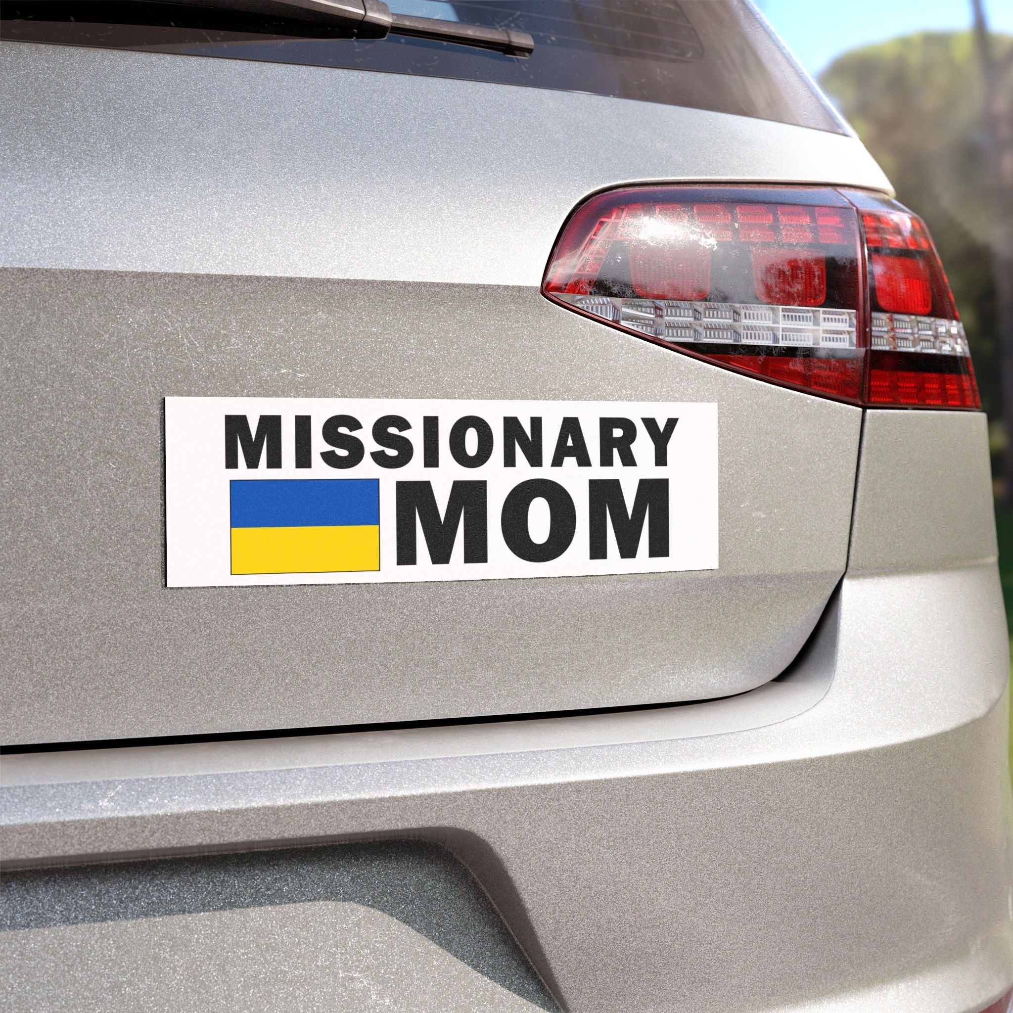 Missionary MOM Flag of Ukraine Magnetic Bumper Sticker - Latter-Day Saint LDS Missionary Gift - Book of Mormon