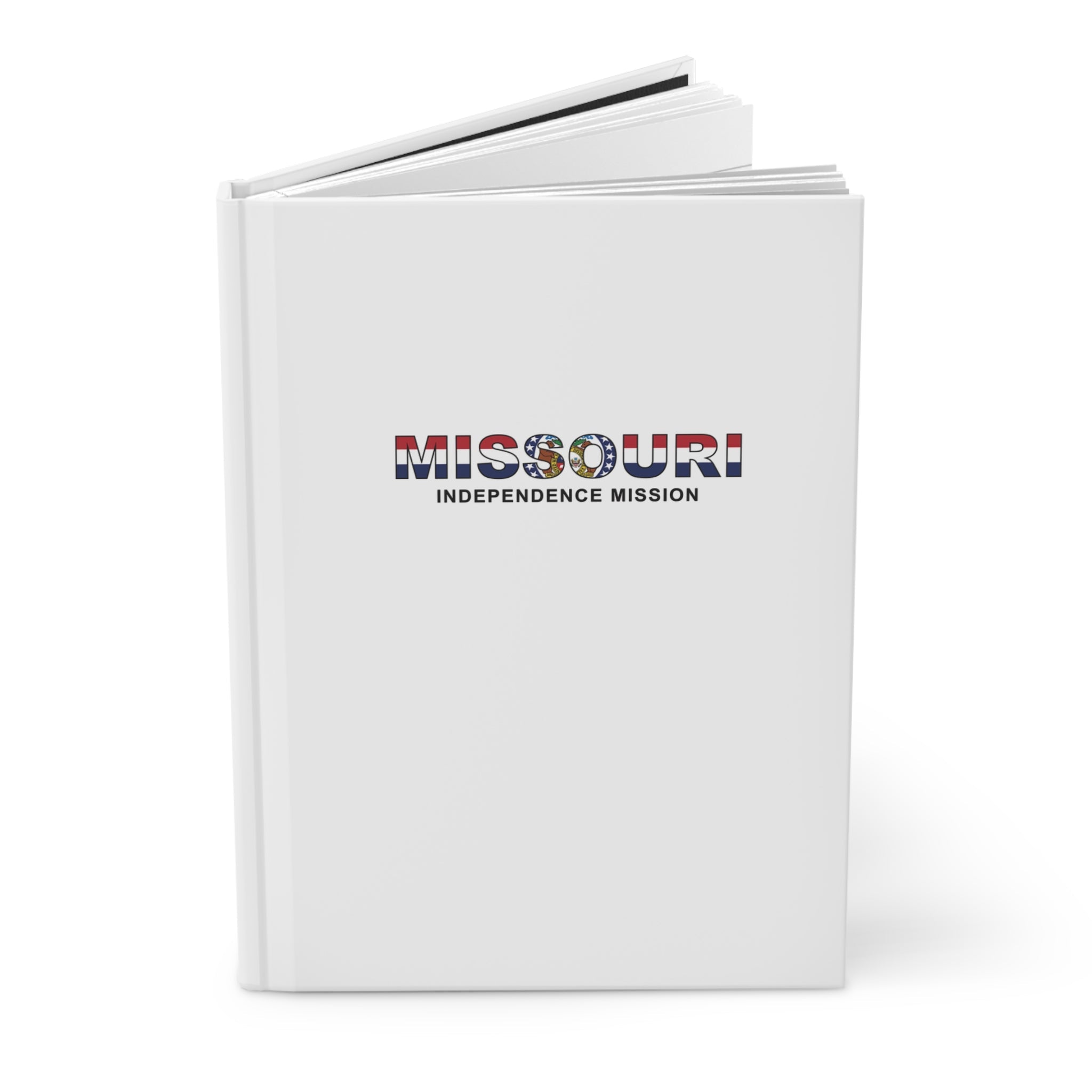 Missouri Independence Mission Flag Title White Hardcover Journal Matte - Latter-Day Saint LDS Missionary Gift - Book of Mormon