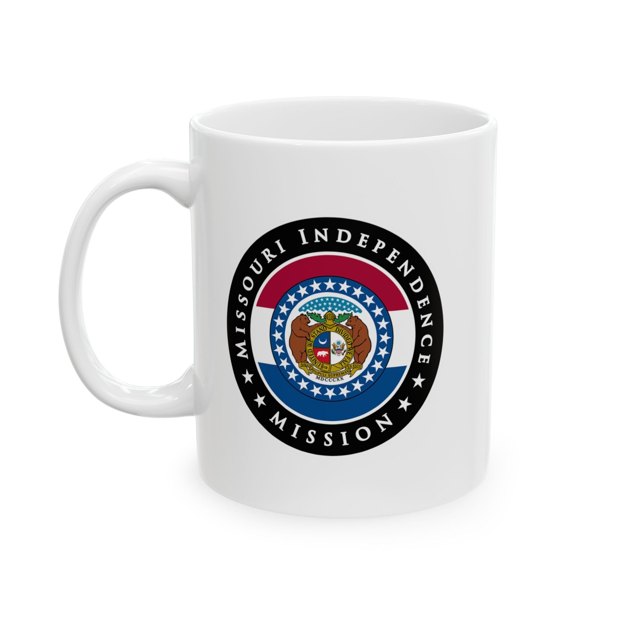 Missouri Independence Mission State Flag Logo Ceramic Mug White - Latter-Day Saint LDS Missionary Gift - Book of Mormon