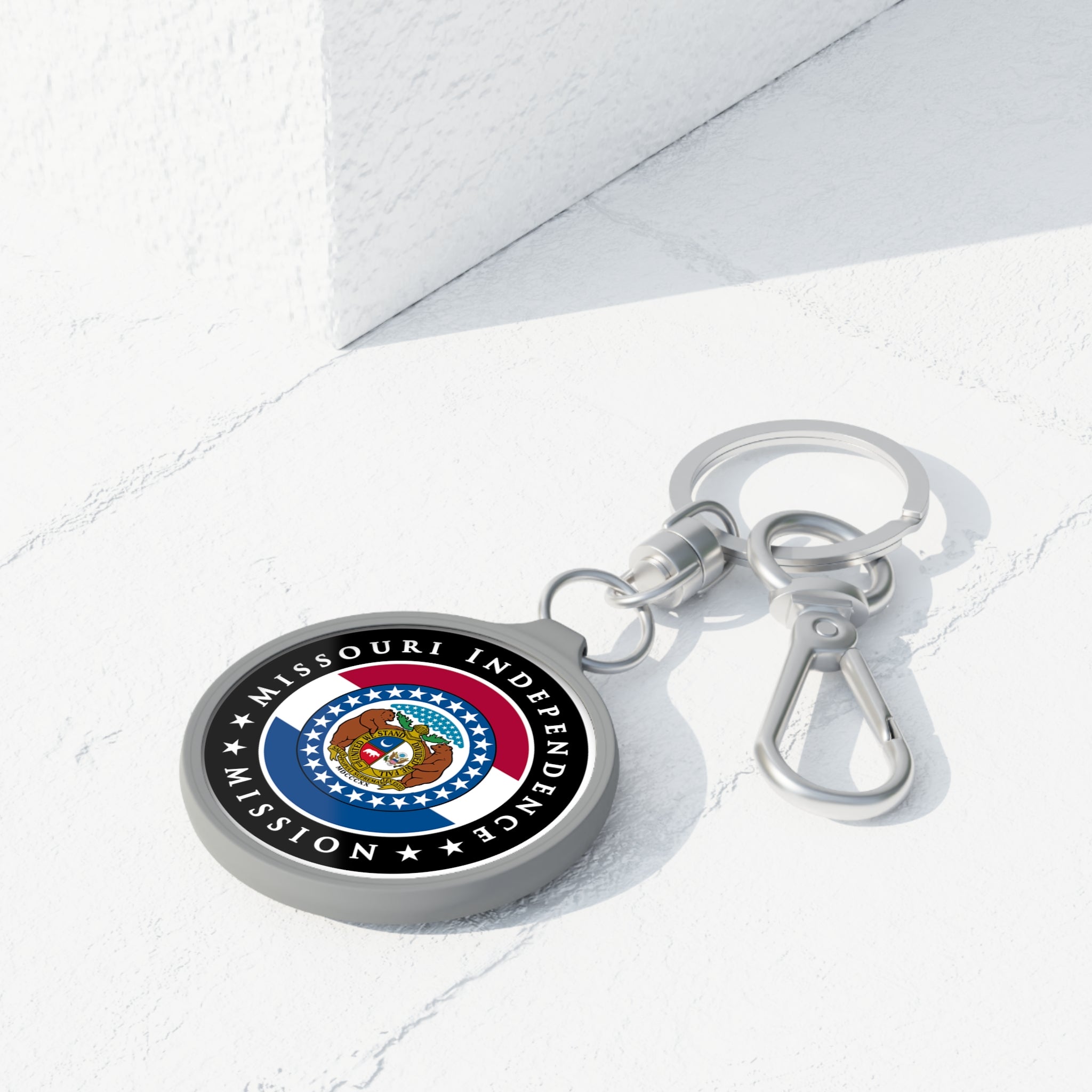 Missouri Independence Mission State Flag Logo Key Tag - Latter-Day Saint LDS Missionary Gift - Book of Mormon