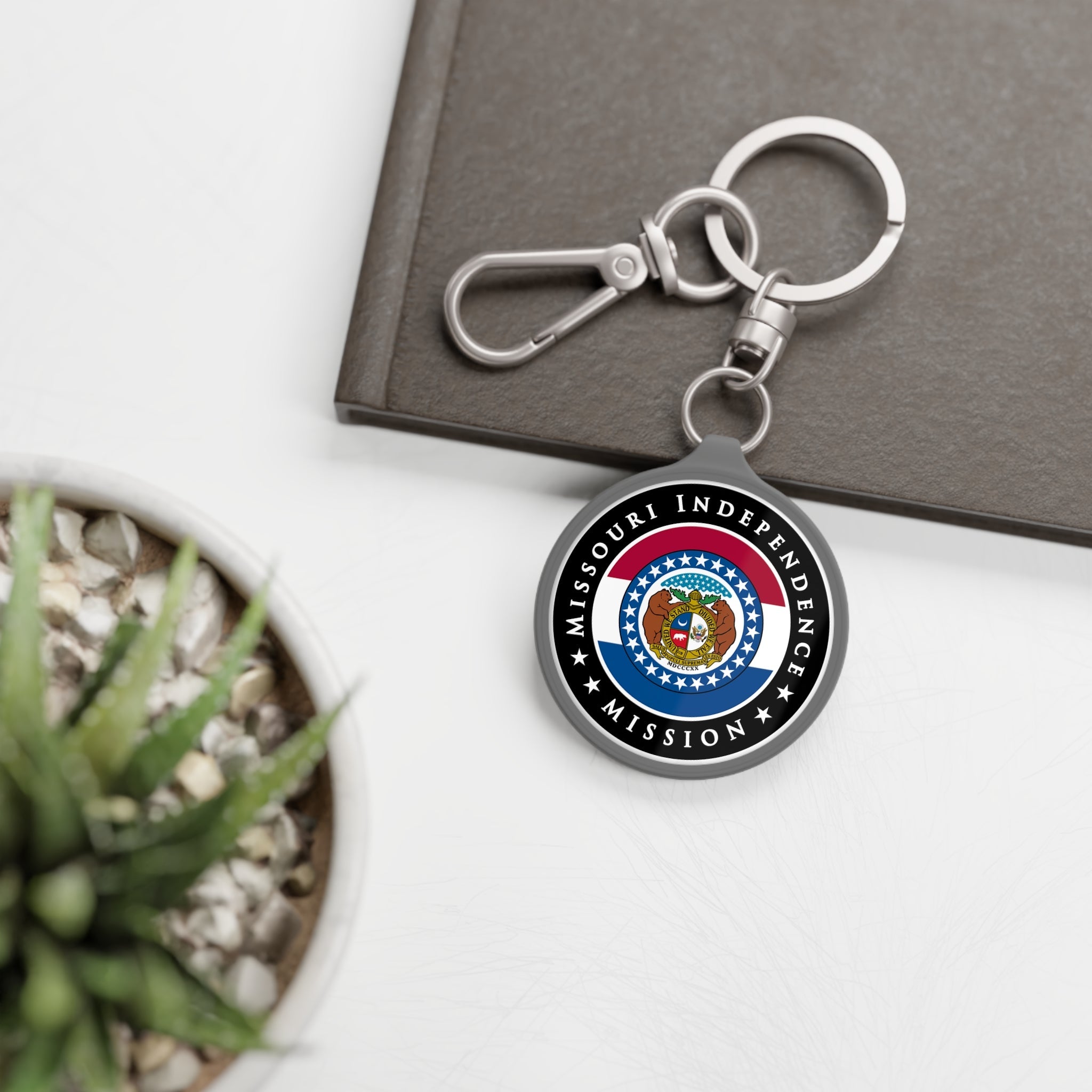 Missouri Independence Mission State Flag Logo Key Tag - Latter-Day Saint LDS Missionary Gift - Book of Mormon