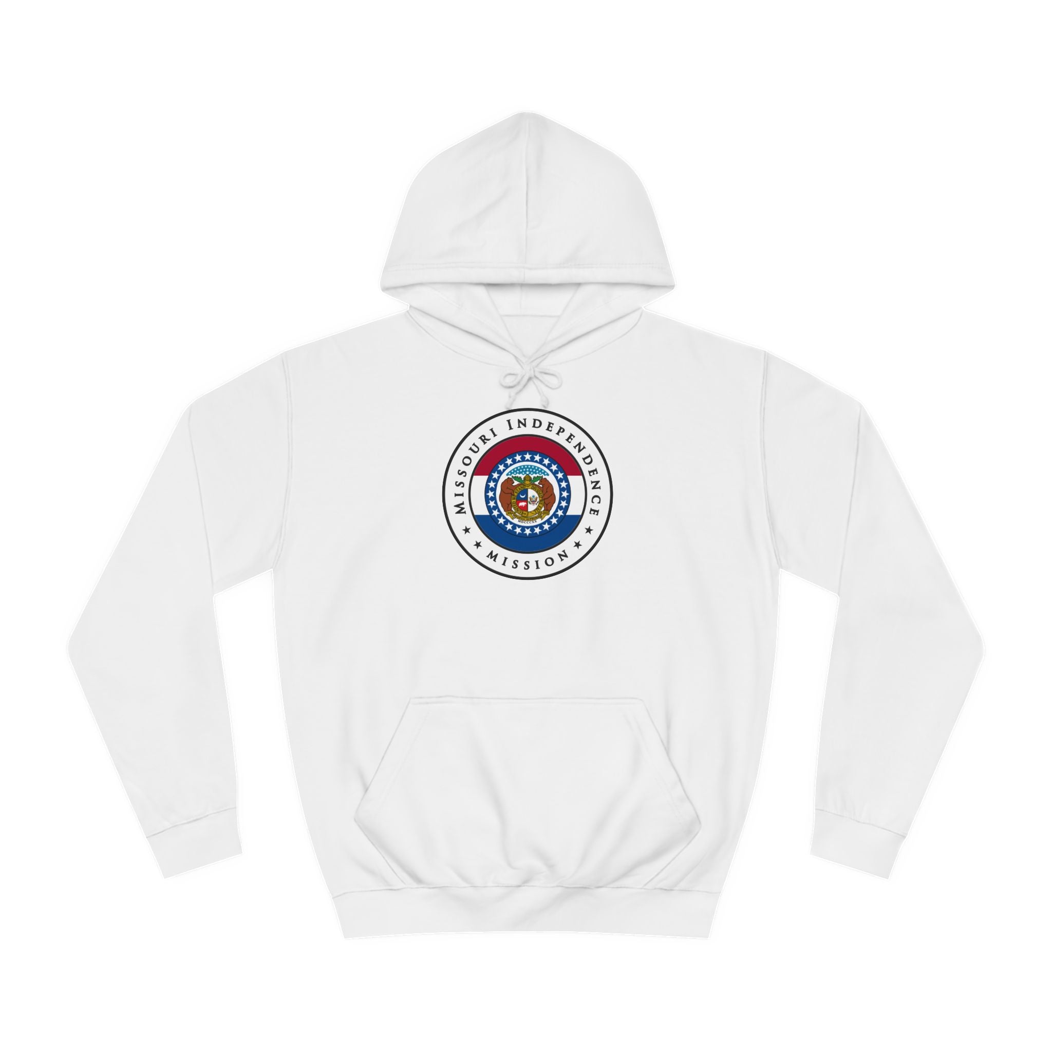 Missouri Independence Mission State Flag Logo (White Border) College Hoodie