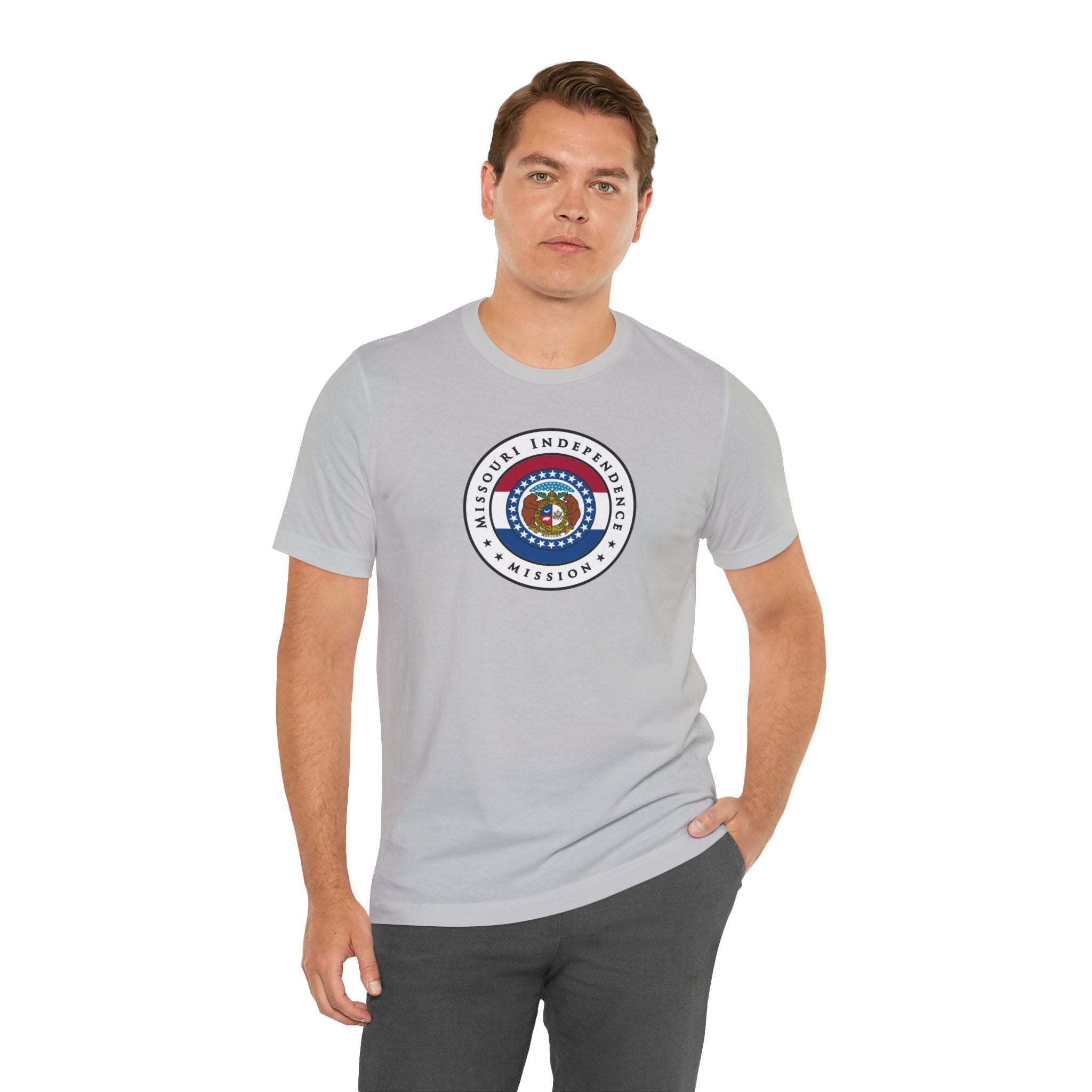 Missouri Independence Mission State Flag Logo (White Border) T-shirt - Latter-Day Saint LDS Missionary Gift - Book of Mormon