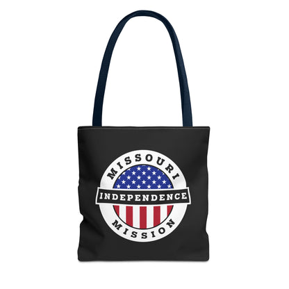 Missouri Independence Mission USA Flag Logo Tote Bag Black - Latter-Day Saint LDS Missionary Gift - Book of Mormon