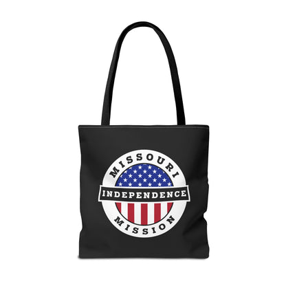 Missouri Independence Mission USA Flag Logo Tote Bag Black - Latter-Day Saint LDS Missionary Gift - Book of Mormon