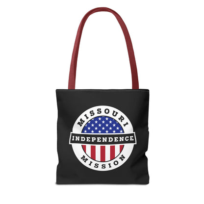 Missouri Independence Mission USA Flag Logo Tote Bag Black - Latter-Day Saint LDS Missionary Gift - Book of Mormon