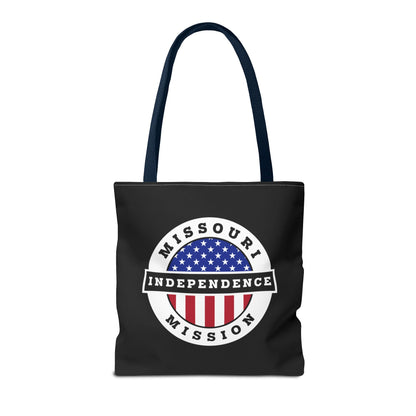 Missouri Independence Mission USA Flag Logo Tote Bag Black - Latter-Day Saint LDS Missionary Gift - Book of Mormon