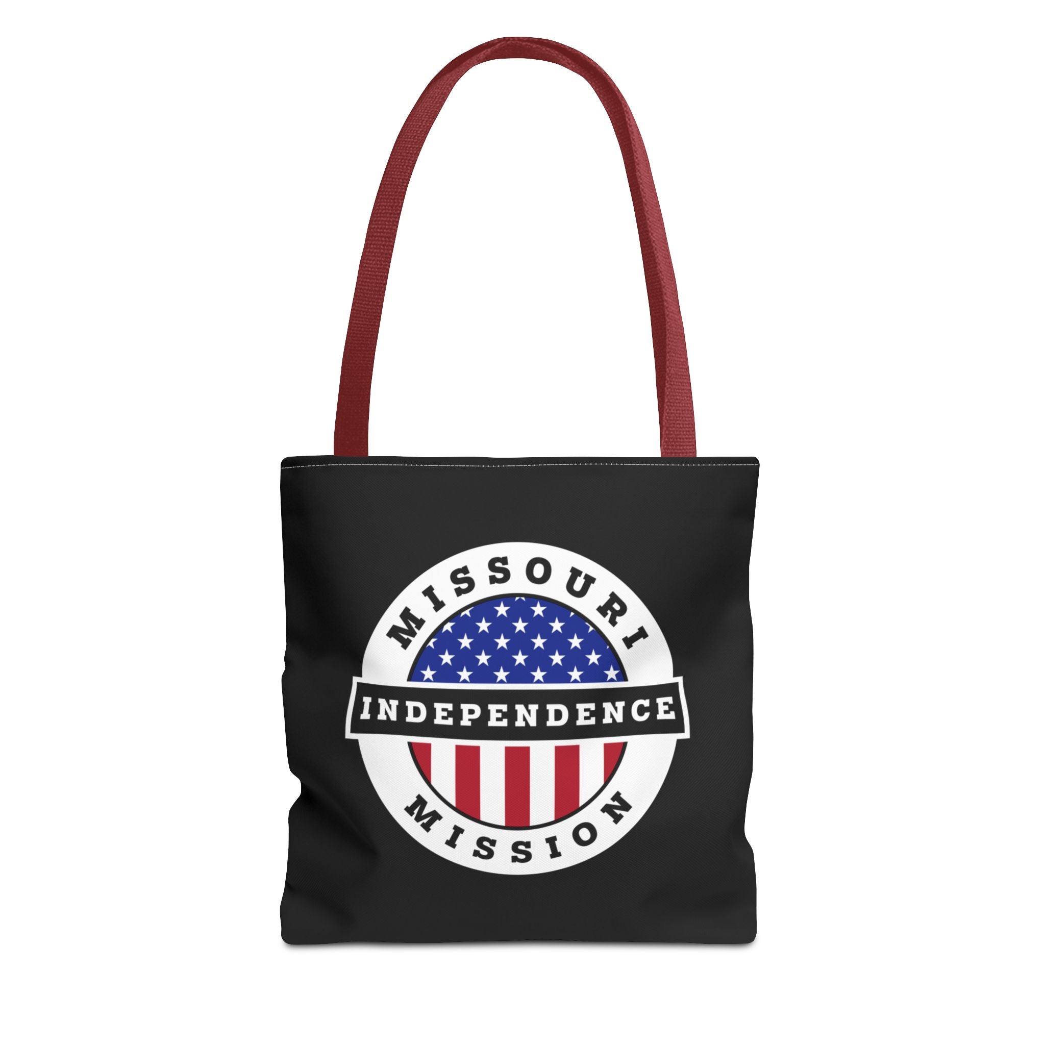 Missouri Independence Mission USA Flag Logo Tote Bag Black - Latter-Day Saint LDS Missionary Gift - Book of Mormon