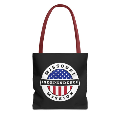 Missouri Independence Mission USA Flag Logo Tote Bag Black - Latter-Day Saint LDS Missionary Gift - Book of Mormon