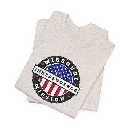Missouri Independence Mission Vintage Circular USA Flag T-Shirt - Latter-Day Saint LDS Missionary Gift - Book of Mormon