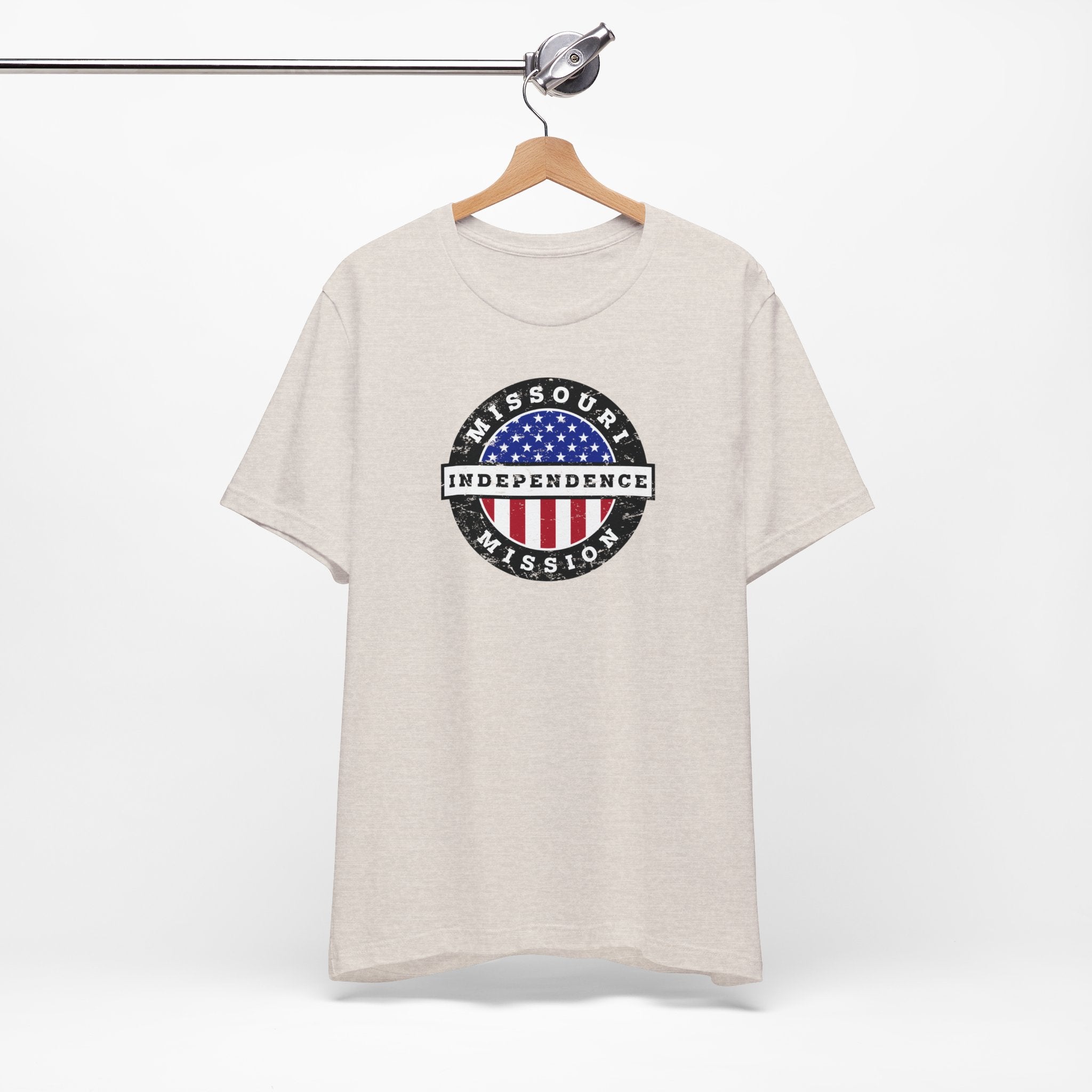 Missouri Independence Mission Vintage Circular USA Flag T-Shirt - Latter-Day Saint LDS Missionary Gift - Book of Mormon