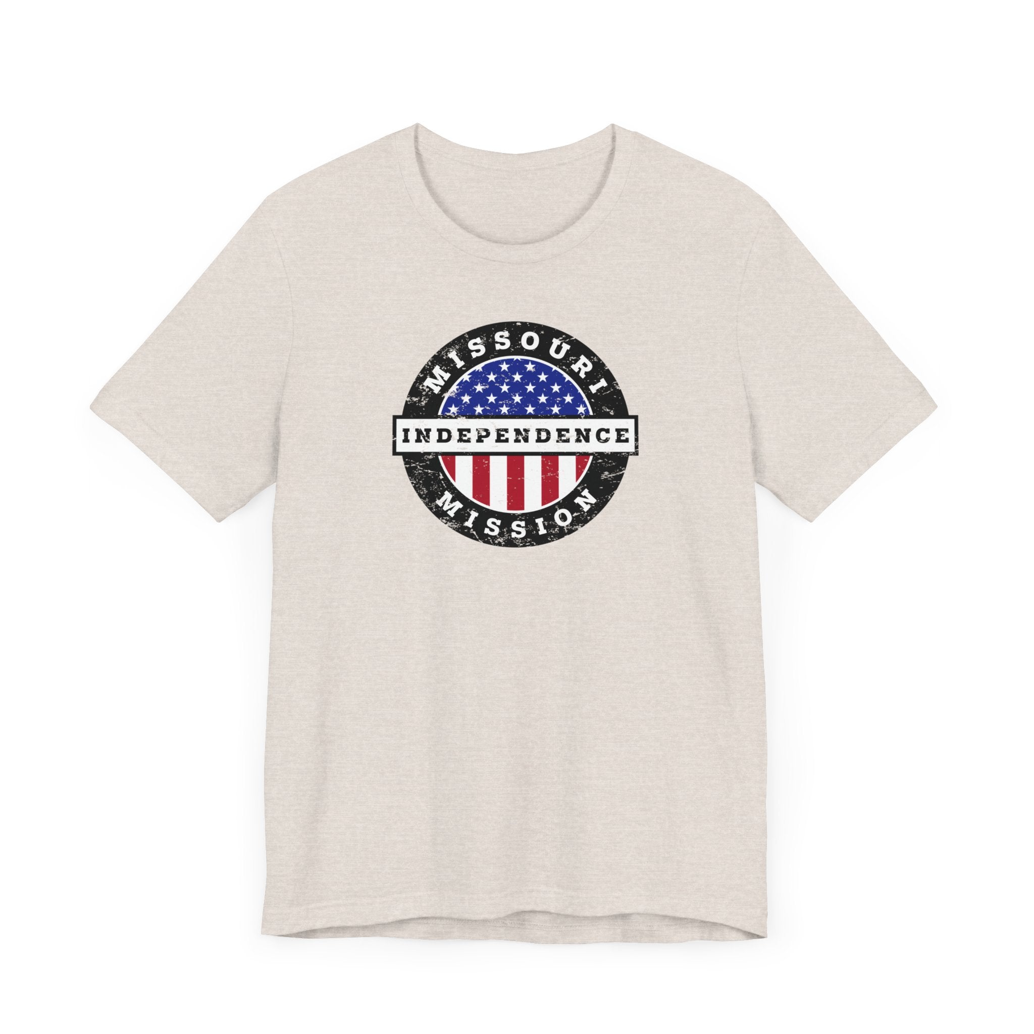 Missouri Independence Mission Vintage Circular USA Flag T-Shirt - Latter-Day Saint LDS Missionary Gift - Book of Mormon