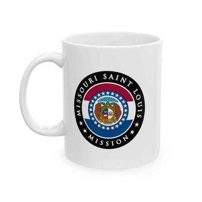 Missouri Saint Louis Mission State Flag Logo Ceramic Mug White Name - Mission Wishlist - LDS Missionary Gift Store