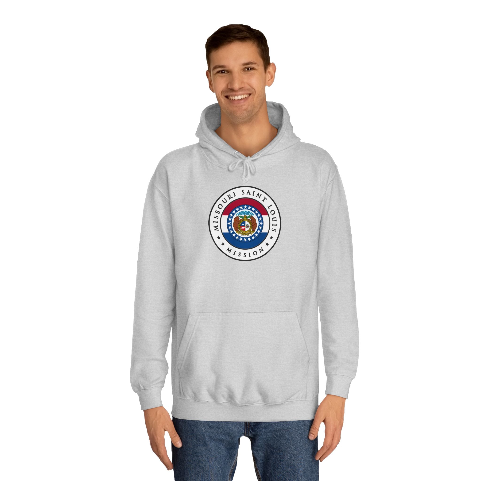 Missouri Saint Louis Mission State Flag Logo (White Border) College Hoodie