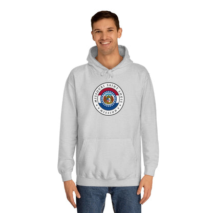 Missouri Saint Louis Mission State Flag Logo (White Border) College Hoodie