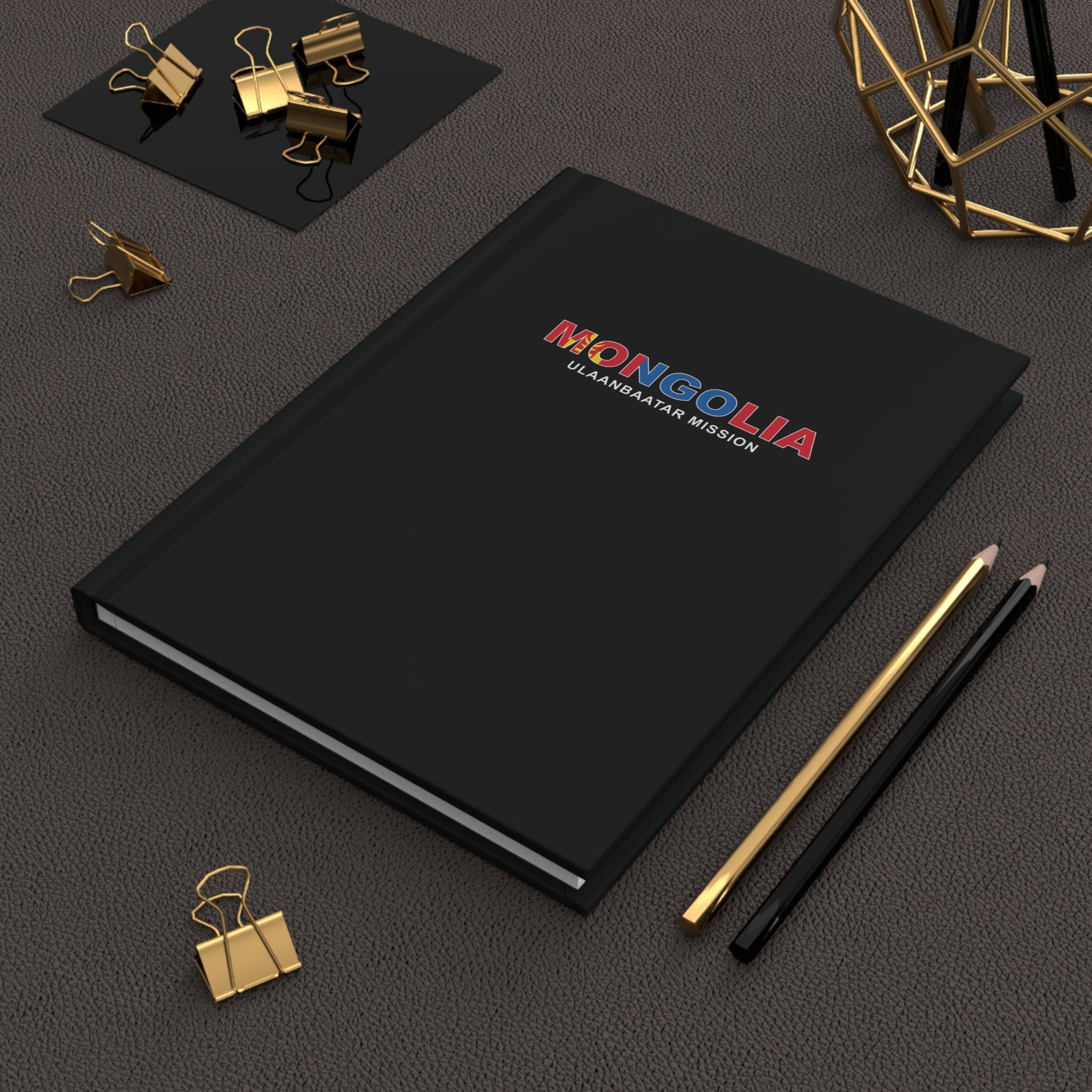 Mongolia Ulaanbaatar Mission Flag Title Black Hardcover Journal Matte - Latter-Day Saint LDS Missionary Gift - Book of Mormon