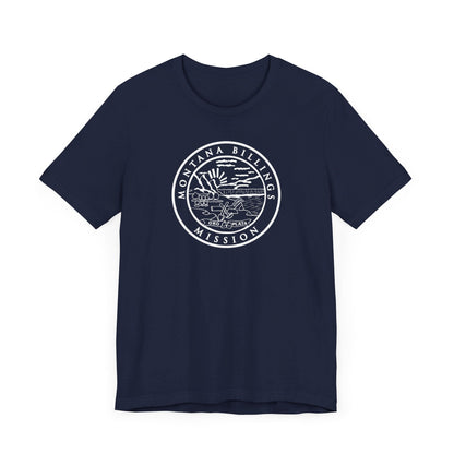 Montana Billings Mission Circular Monochrome Logo T-Shirt - Latter-Day Saint LDS Missionary Gift - Book of Mormon