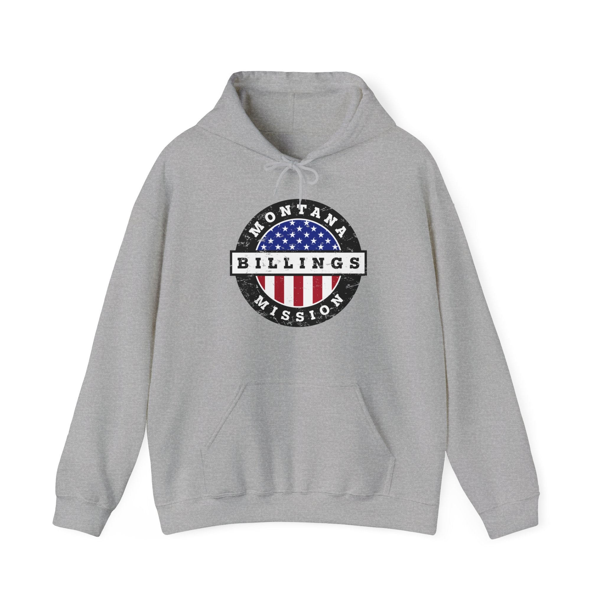 Montana Billings Mission Circular USA Flag Hoodie - Latter-Day Saint LDS Missionary Gift - Book of Mormon