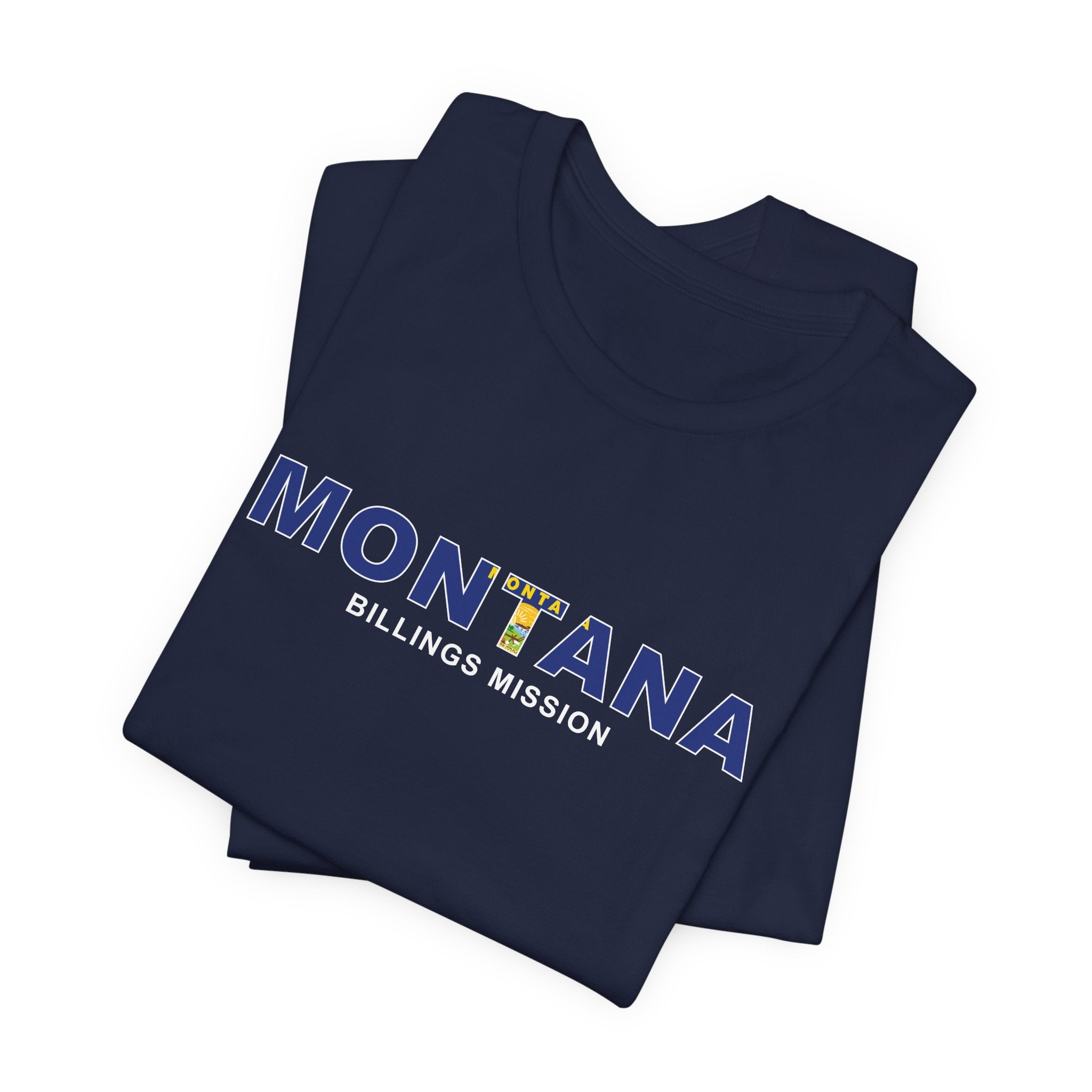 Montana Billings Mission Flag Title T-shirt - Latter-Day Saint LDS Missionary Gift - Book of Mormon