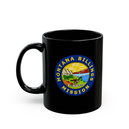 Montana Billings Mission State Flag Logo Ceramic Mug Black Name - Latter-Day Saint LDS Missionary Gift - Book of Mormon