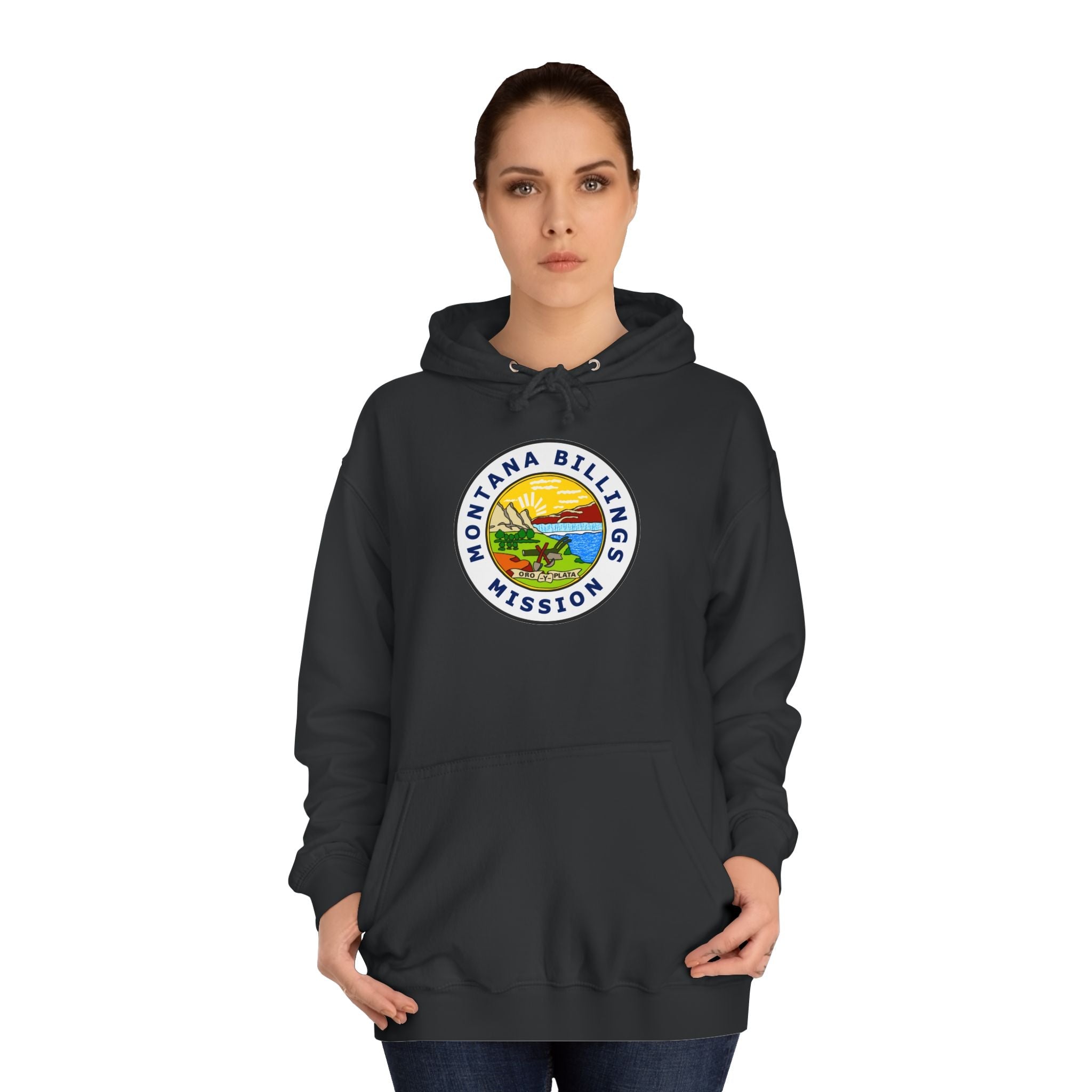 Montana Billings Mission State Flag Logo (White Border) College Hoodie