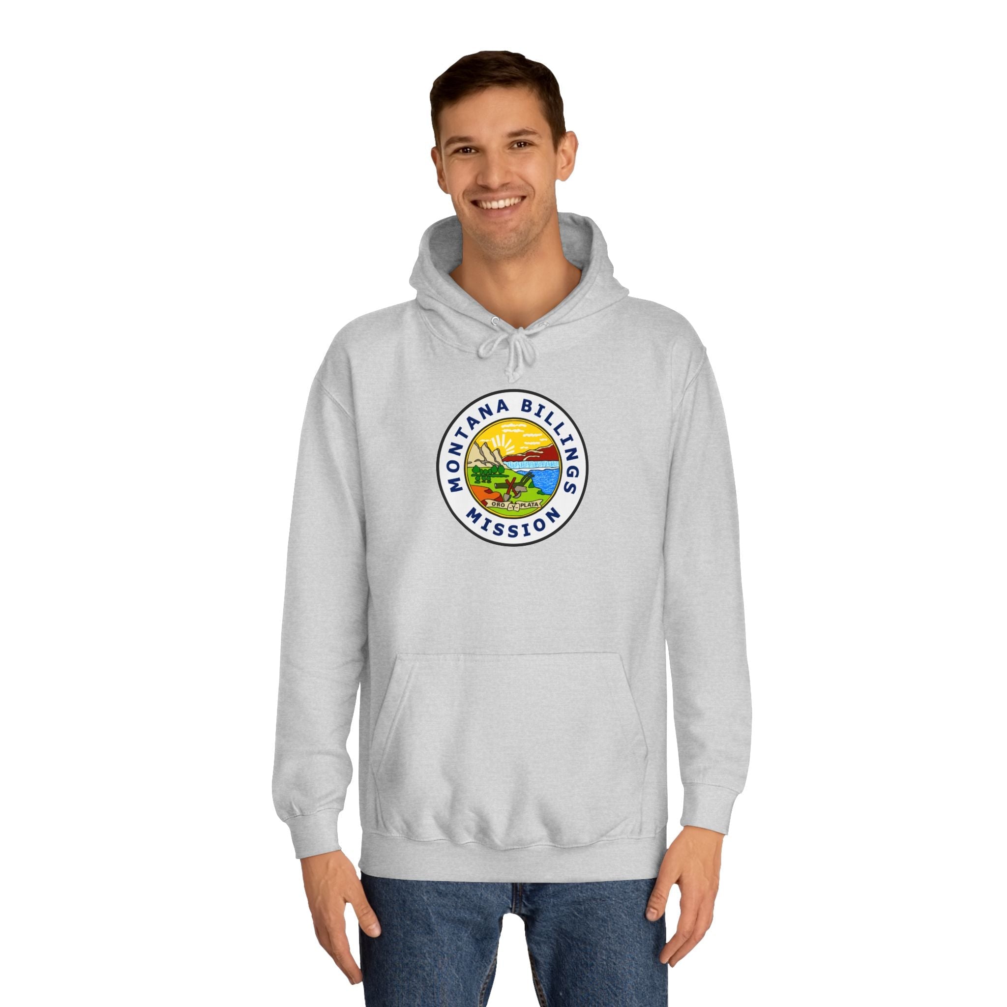 Montana Billings Mission State Flag Logo (White Border) College Hoodie