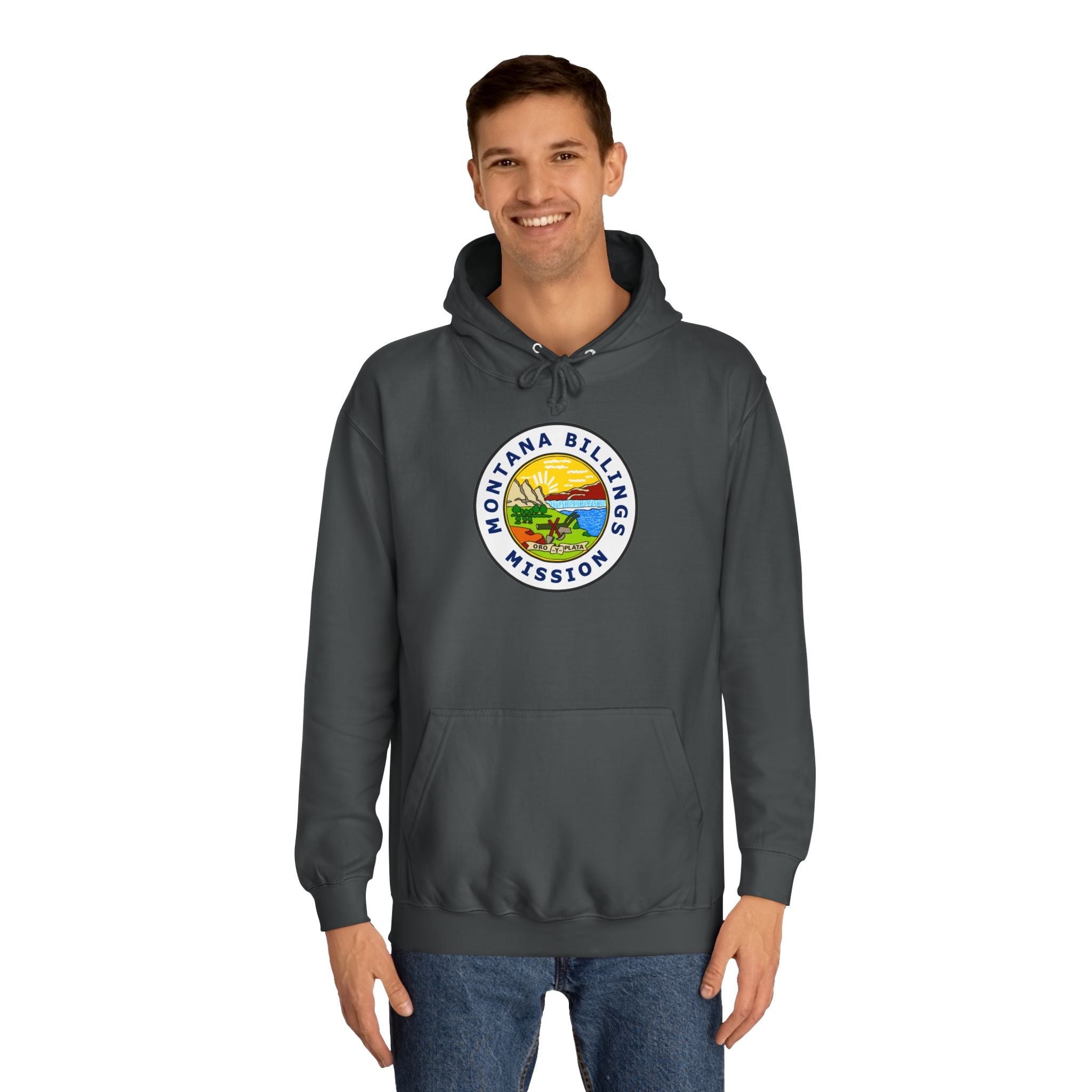 Montana Billings Mission State Flag Logo (White Border) College Hoodie