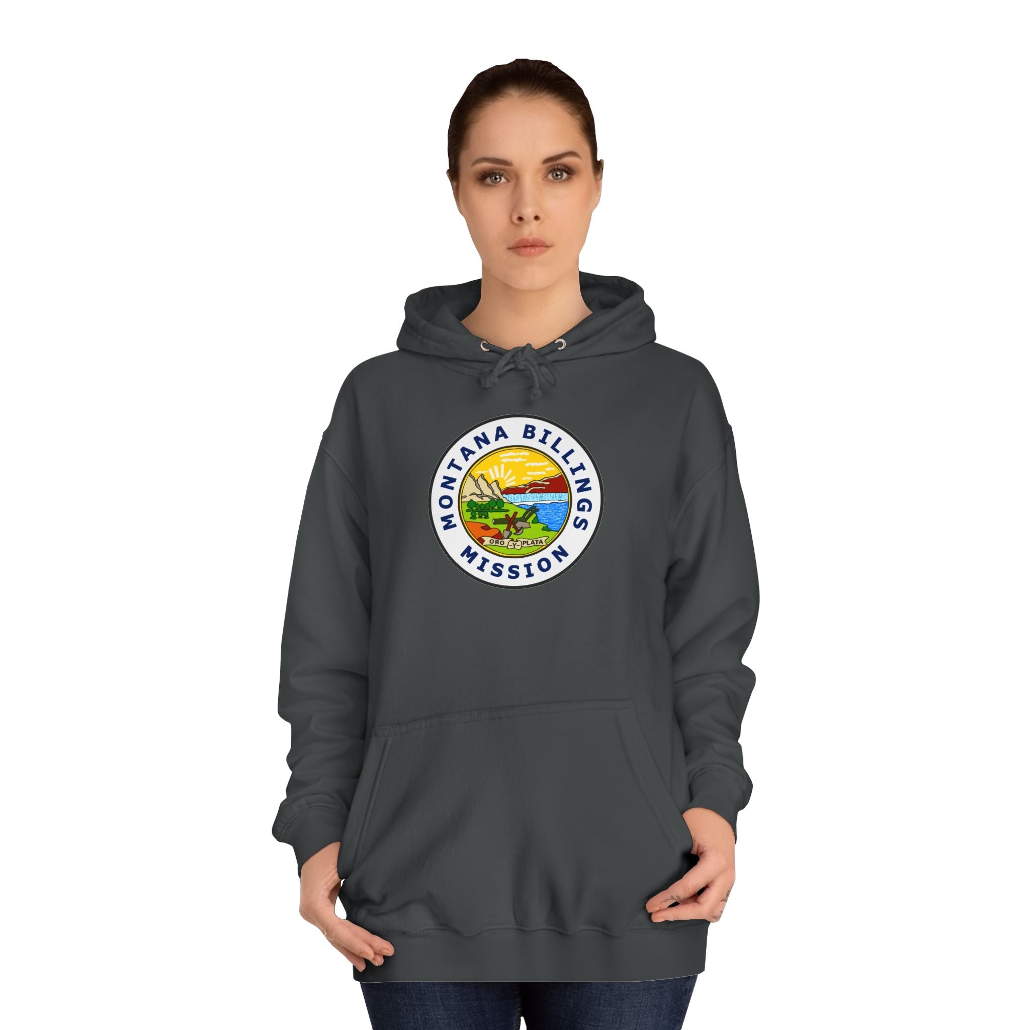 Montana Billings Mission State Flag Logo (White Border) College Hoodie