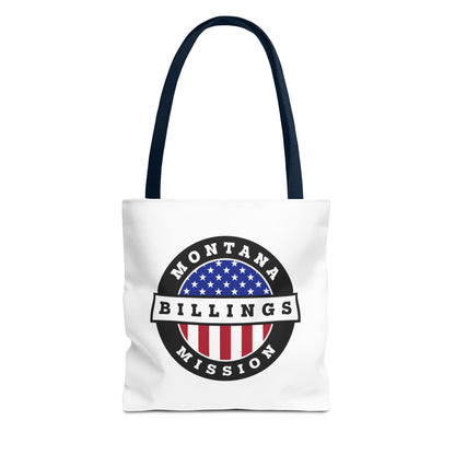 Montana Billings Mission USA Flag Logo Tote Bag White - Latter-Day Saint LDS Missionary Gift - Book of Mormon