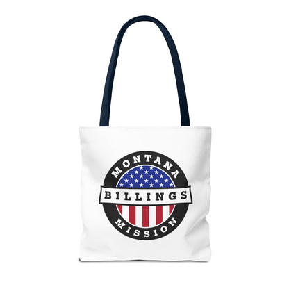 Montana Billings Mission USA Flag Logo Tote Bag White - Latter-Day Saint LDS Missionary Gift - Book of Mormon