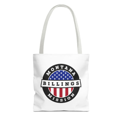 Montana Billings Mission USA Flag Logo Tote Bag White - Latter-Day Saint LDS Missionary Gift - Book of Mormon