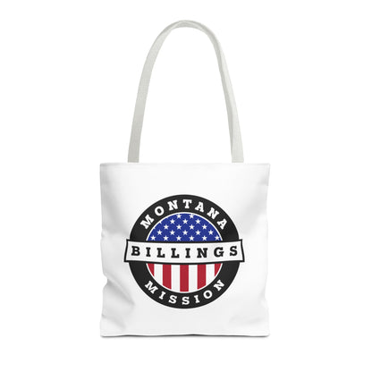 Montana Billings Mission USA Flag Logo Tote Bag White - Latter-Day Saint LDS Missionary Gift - Book of Mormon