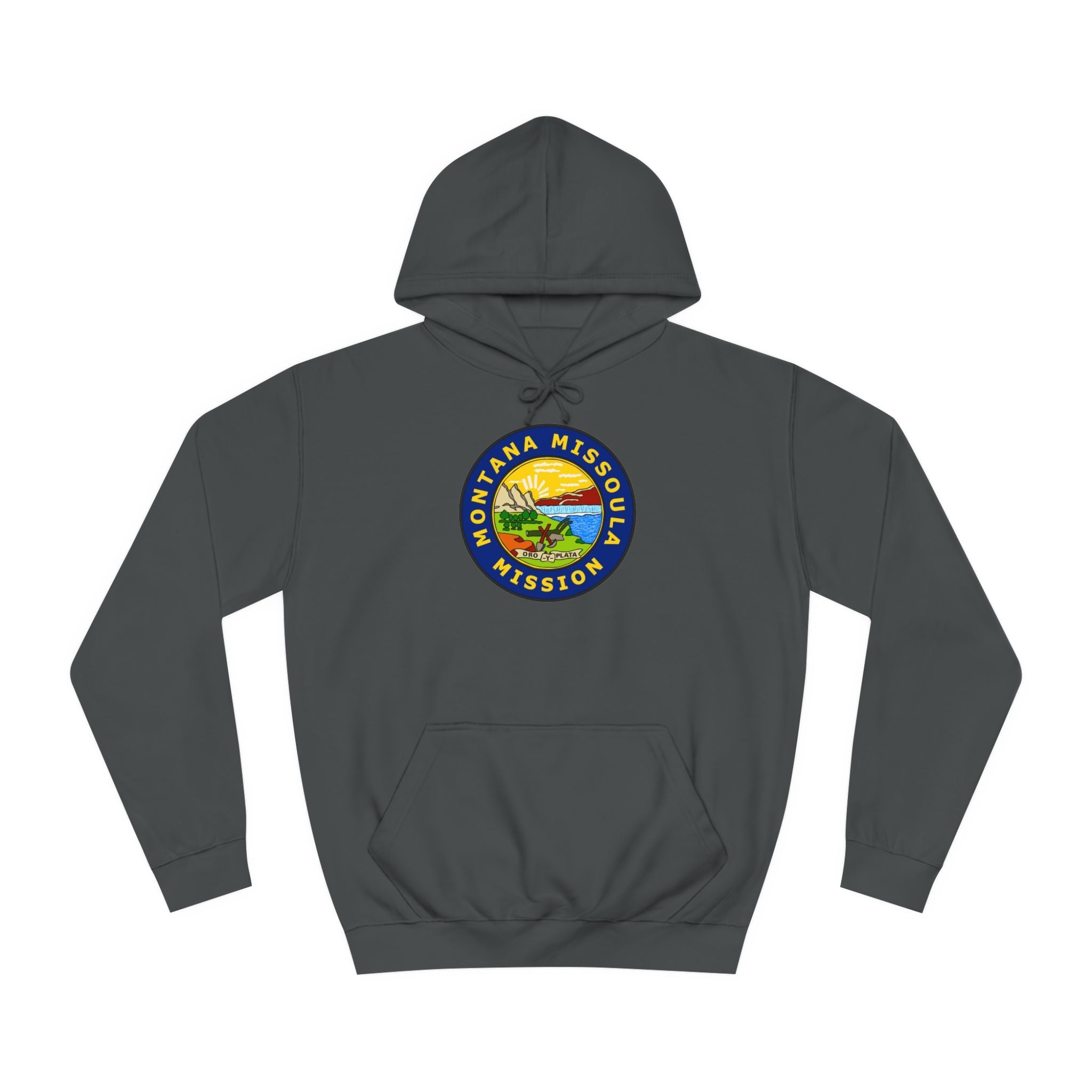 Montana Missoula Mission State Flag Logo (Black Border) College Hoodie