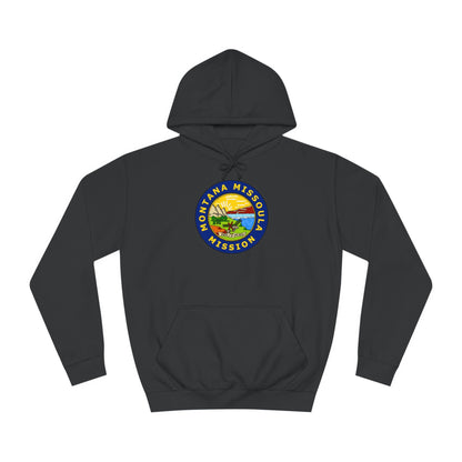 Montana Missoula Mission State Flag Logo (Black Border) College Hoodie