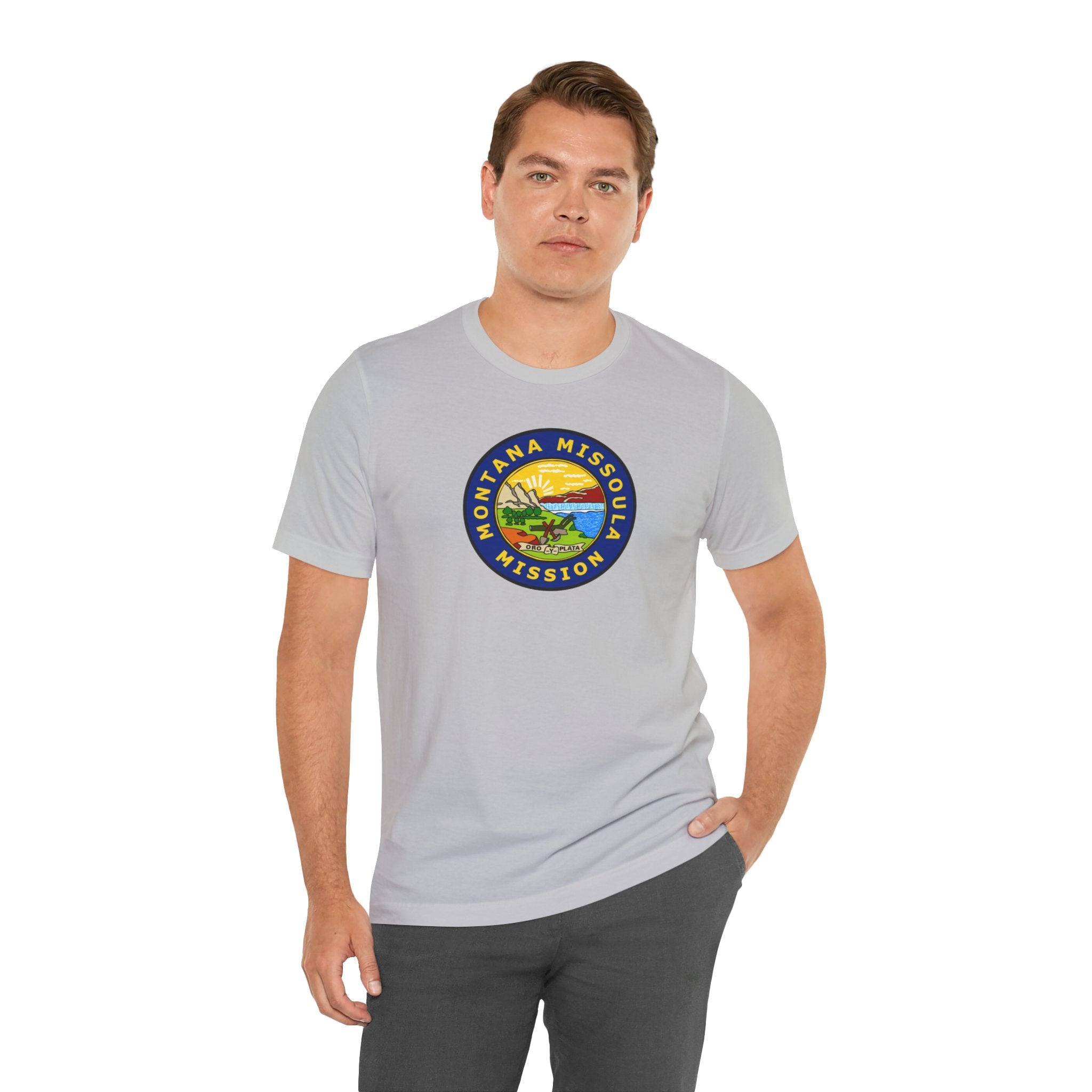 Montana Missoula Mission State Flag Logo (Black Border) T-shirt - Latter-Day Saint LDS Missionary Gift - Book of Mormon