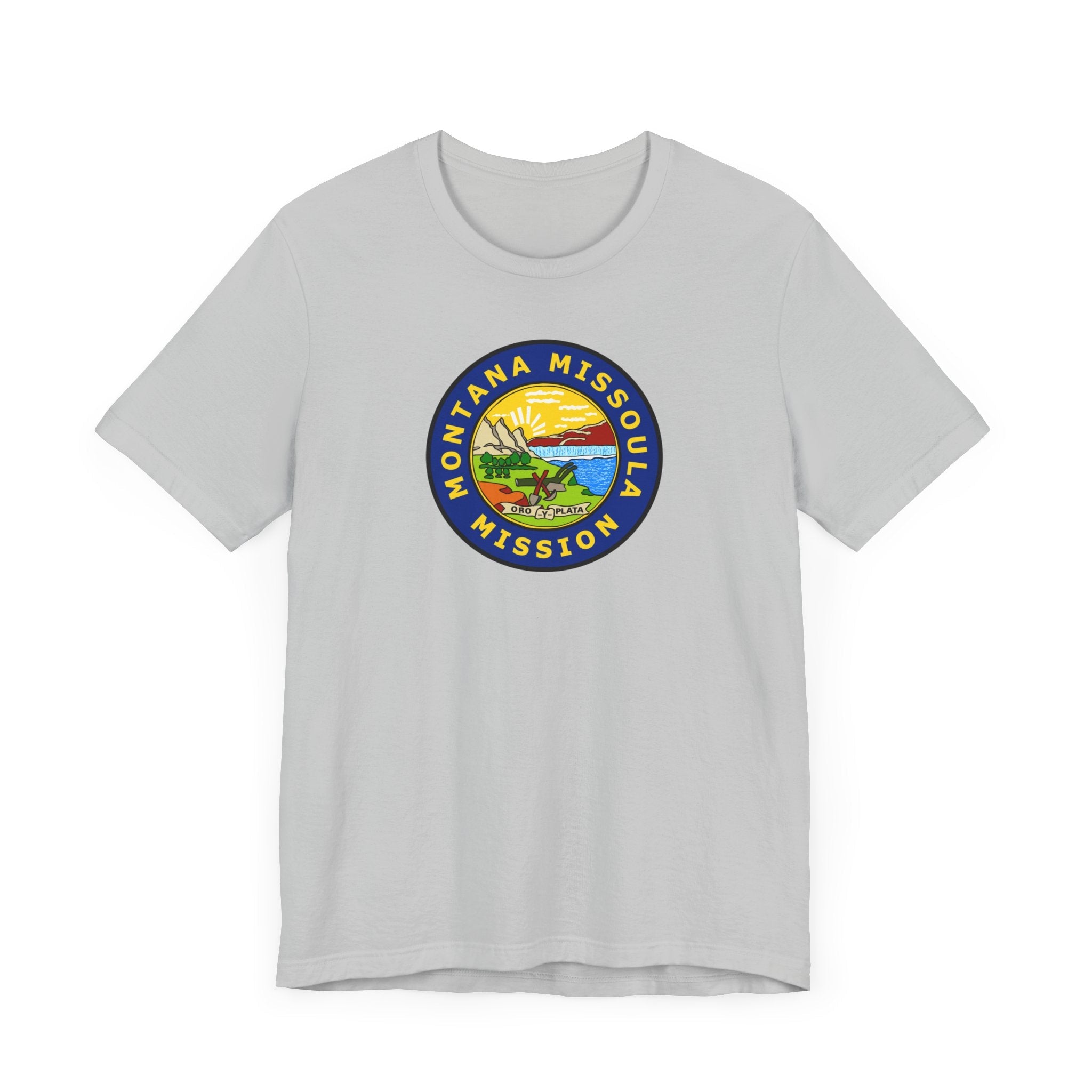 Montana Missoula Mission State Flag Logo (Black Border) T-shirt - Latter-Day Saint LDS Missionary Gift - Book of Mormon