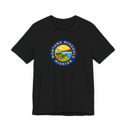 Montana Missoula Mission State Flag Logo (Black Border) T-shirt - Latter-Day Saint LDS Missionary Gift - Book of Mormon