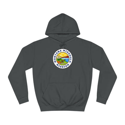 Montana Missoula Mission State Flag Logo (White Border) College Hoodie