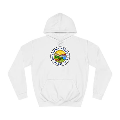 Montana Missoula Mission State Flag Logo (White Border) College Hoodie