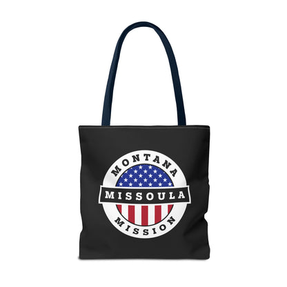 Montana Missoula Mission USA Flag Logo Tote Bag Black - Latter-Day Saint LDS Missionary Gift - Book of Mormon