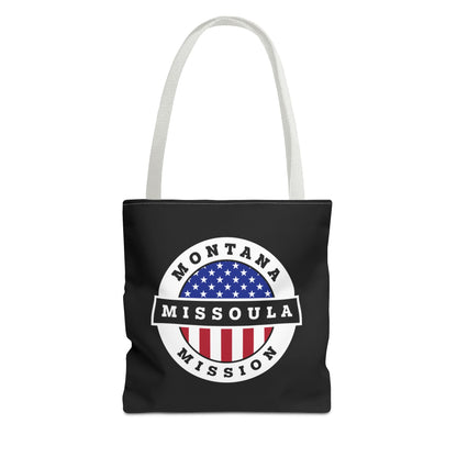 Montana Missoula Mission USA Flag Logo Tote Bag Black - Latter-Day Saint LDS Missionary Gift - Book of Mormon