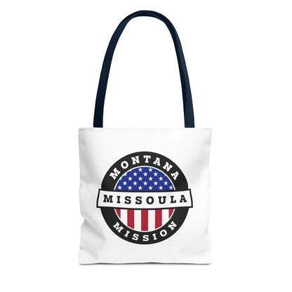 Montana Missoula Mission USA Flag Logo Tote Bag White - Latter-Day Saint LDS Missionary Gift - Book of Mormon