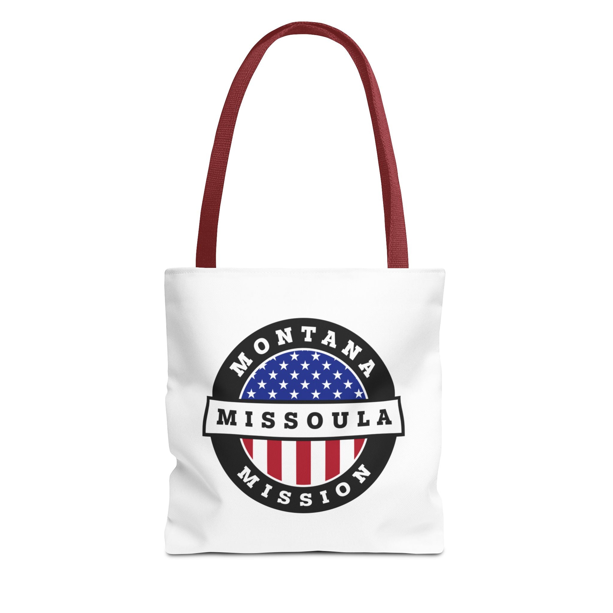 Montana Missoula Mission USA Flag Logo Tote Bag White - Latter-Day Saint LDS Missionary Gift - Book of Mormon