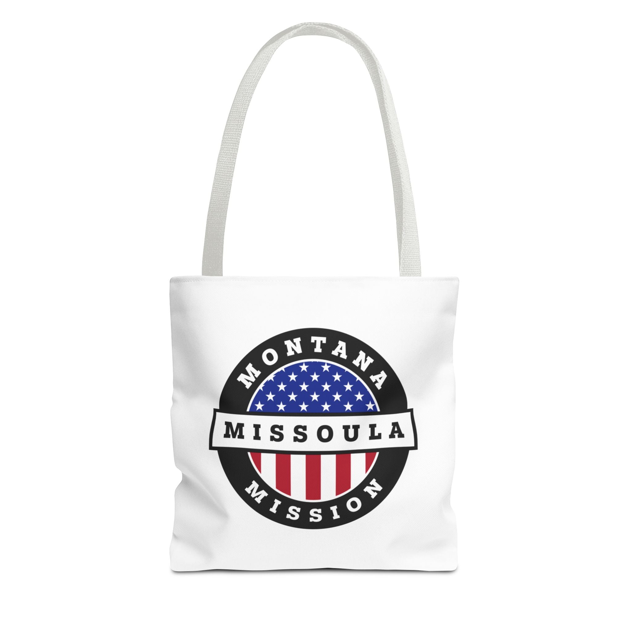 Montana Missoula Mission USA Flag Logo Tote Bag White - Latter-Day Saint LDS Missionary Gift - Book of Mormon