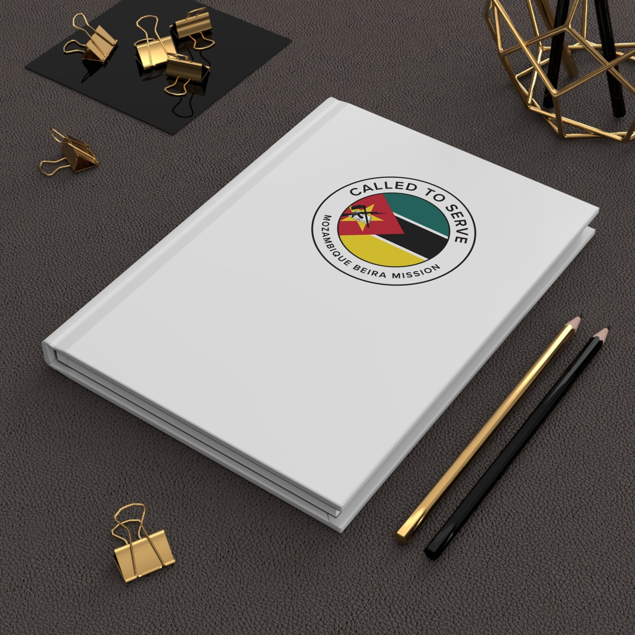 Mozambique Beira Mission Circle Flag Called to Serve White Hardcover Journal Matte - Latter-Day Saint LDS Missionary Gift - Book of Mormon