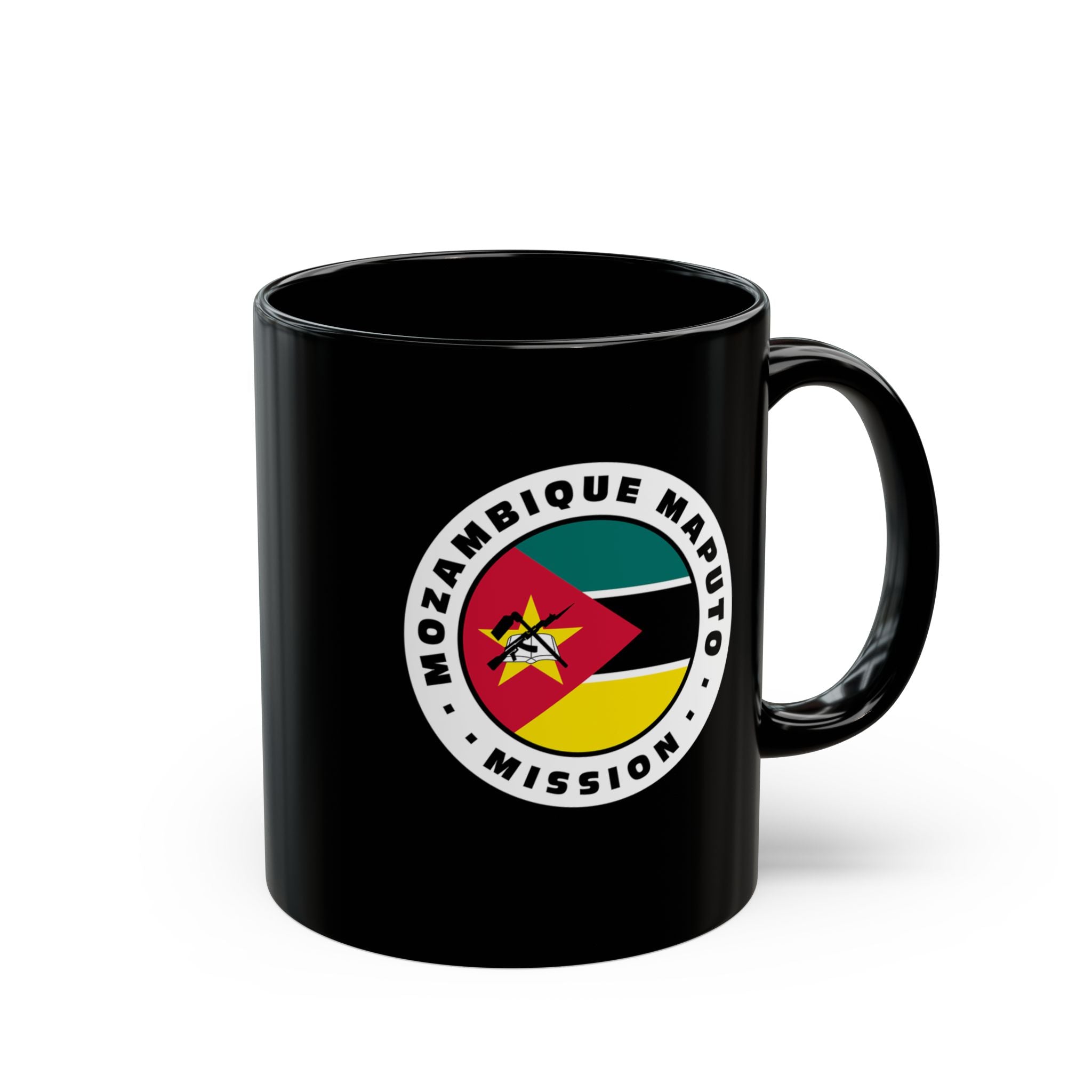 Mozambique Maputo Mission Circular Flag Black Ceramic Mug - Latter-Day Saint LDS Missionary Gift - Book of Mormon