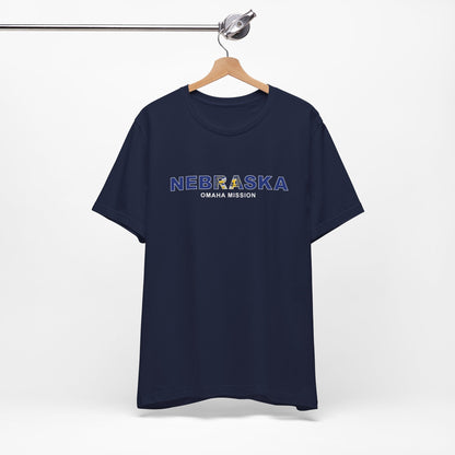 Nebraska Omaha Mission Flag Title T-shirt - Latter-Day Saint LDS Missionary Gift - Book of Mormon