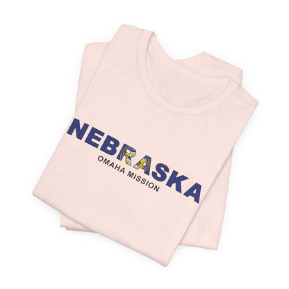 Nebraska Omaha Mission Flag Title T-shirt - Latter-Day Saint LDS Missionary Gift - Book of Mormon